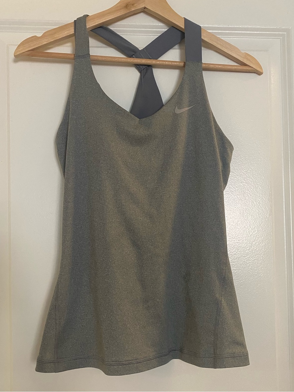 Nike Women's Gray Racerback Dri-Fit Performance Tank w/ Mesh Back & Built-in Bra